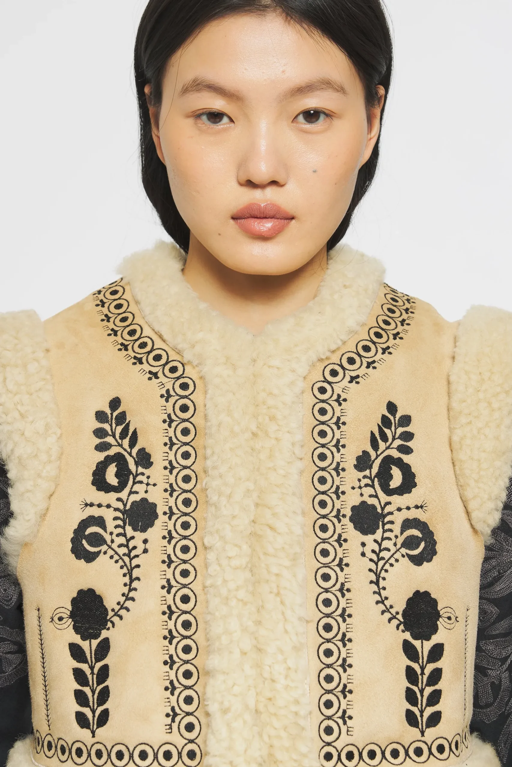 ANTIK BATIK Dune Embroidered reversible gilet Cream Flash Sale