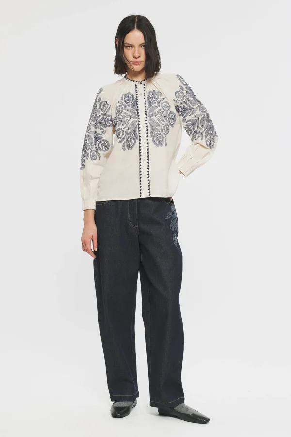 ANTIK BATIK Eglantine Embroidered blouse Cream Fashion