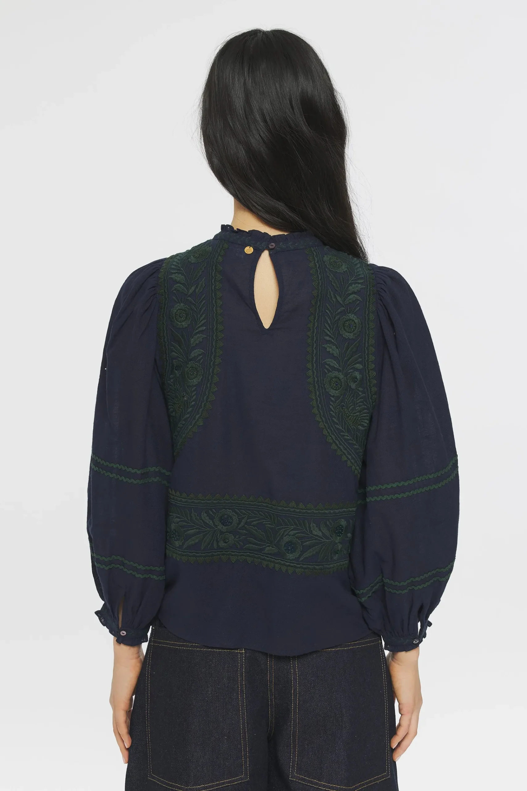 ANTIK BATIK Hugarian Embroidered blouse Blue Fashion