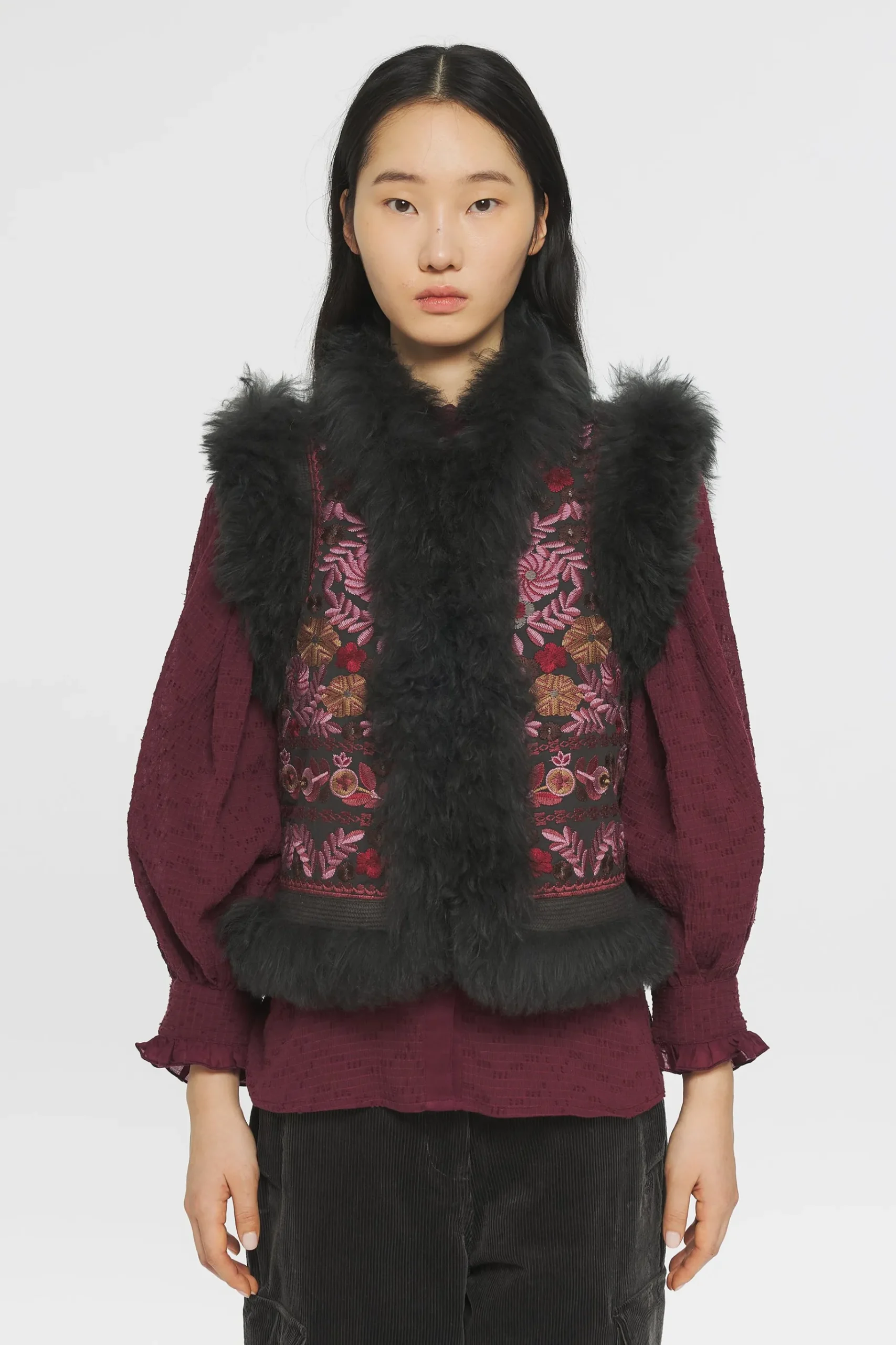 ANTIK BATIK Huguet Embroidered gilet Grey Store
