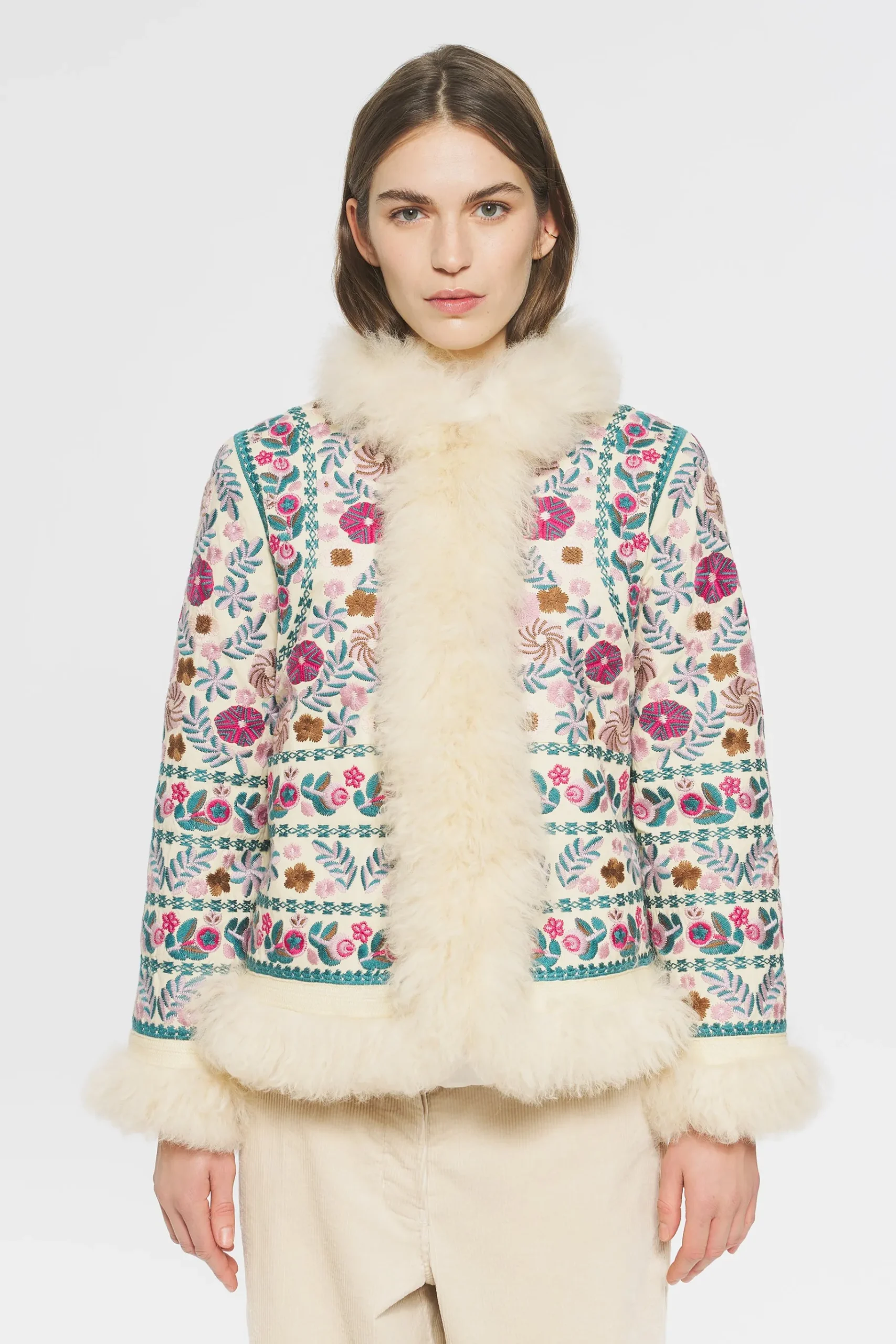 ANTIK BATIK Huguet Embroidered jacket Cream Cheap