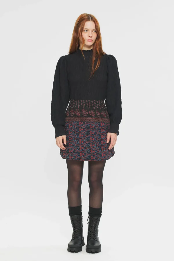 ANTIK BATIK Irina Print skirt Black Outlet