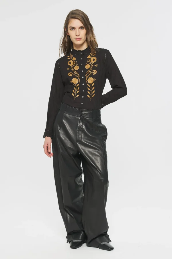 ANTIK BATIK Kiss Embroidered blouse Black Outlet