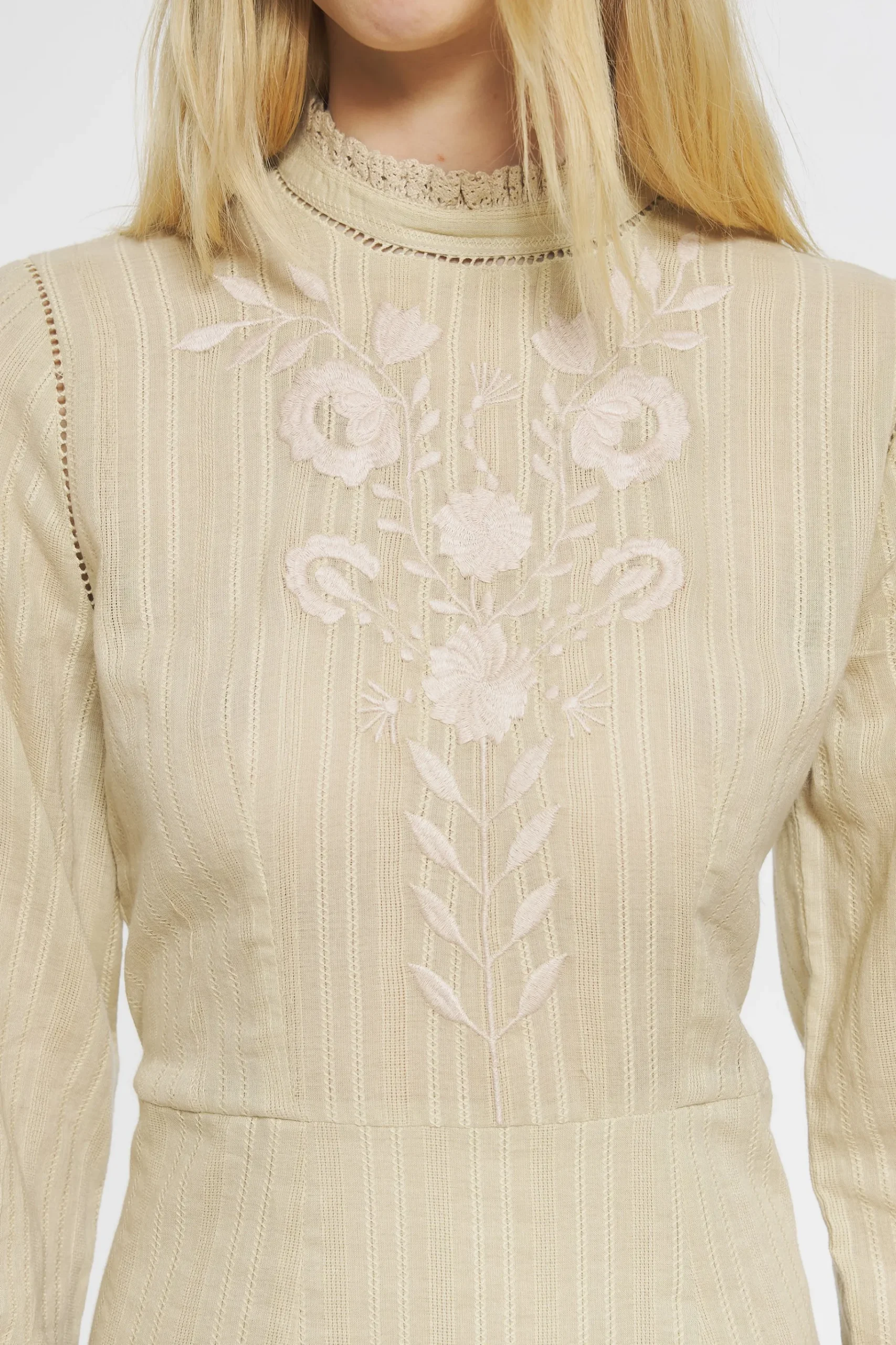 ANTIK BATIK Kiss Embroidered mini dress Cream Best Sale