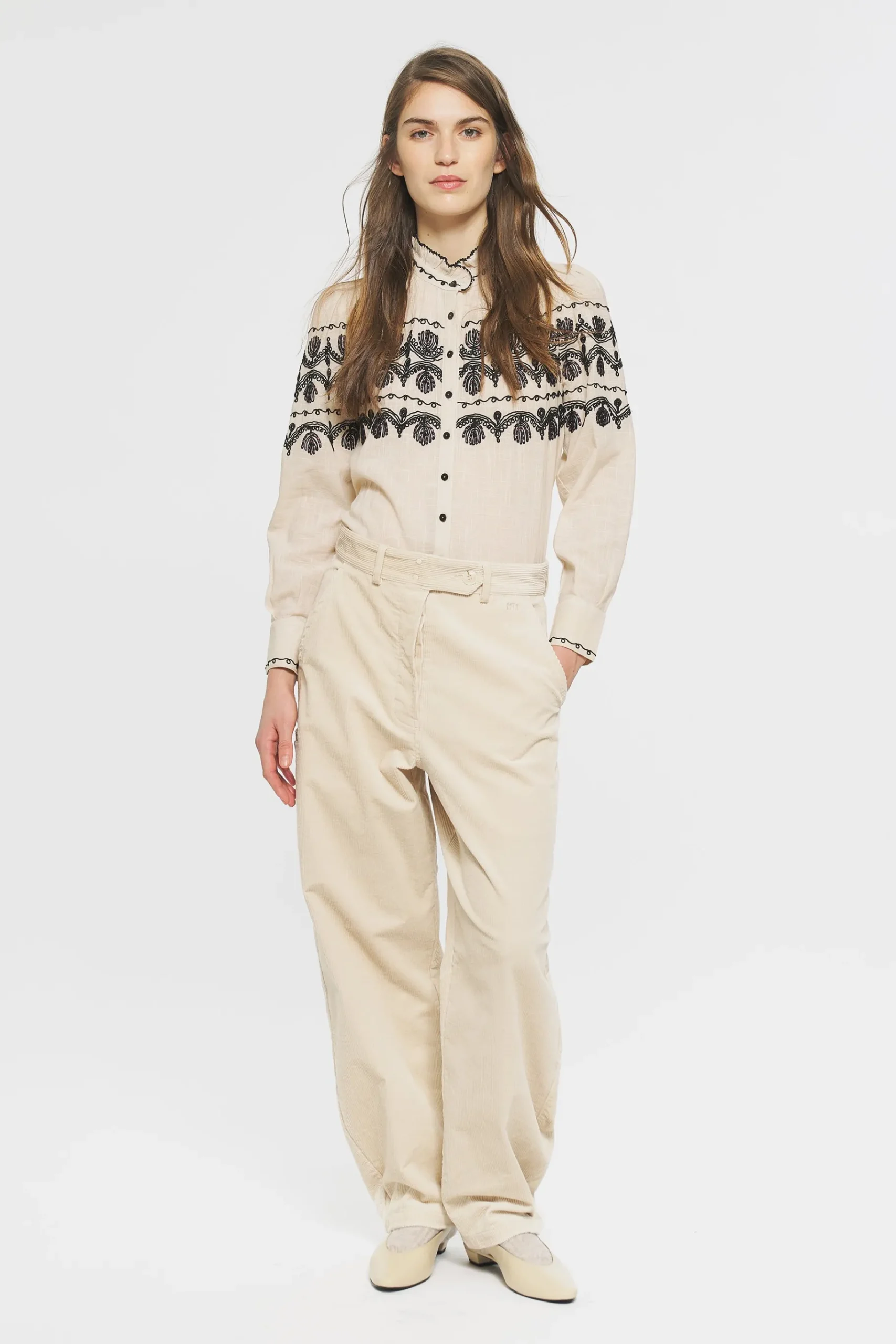 ANTIK BATIK Nelly Embroidered blouse Cream Flash Sale
