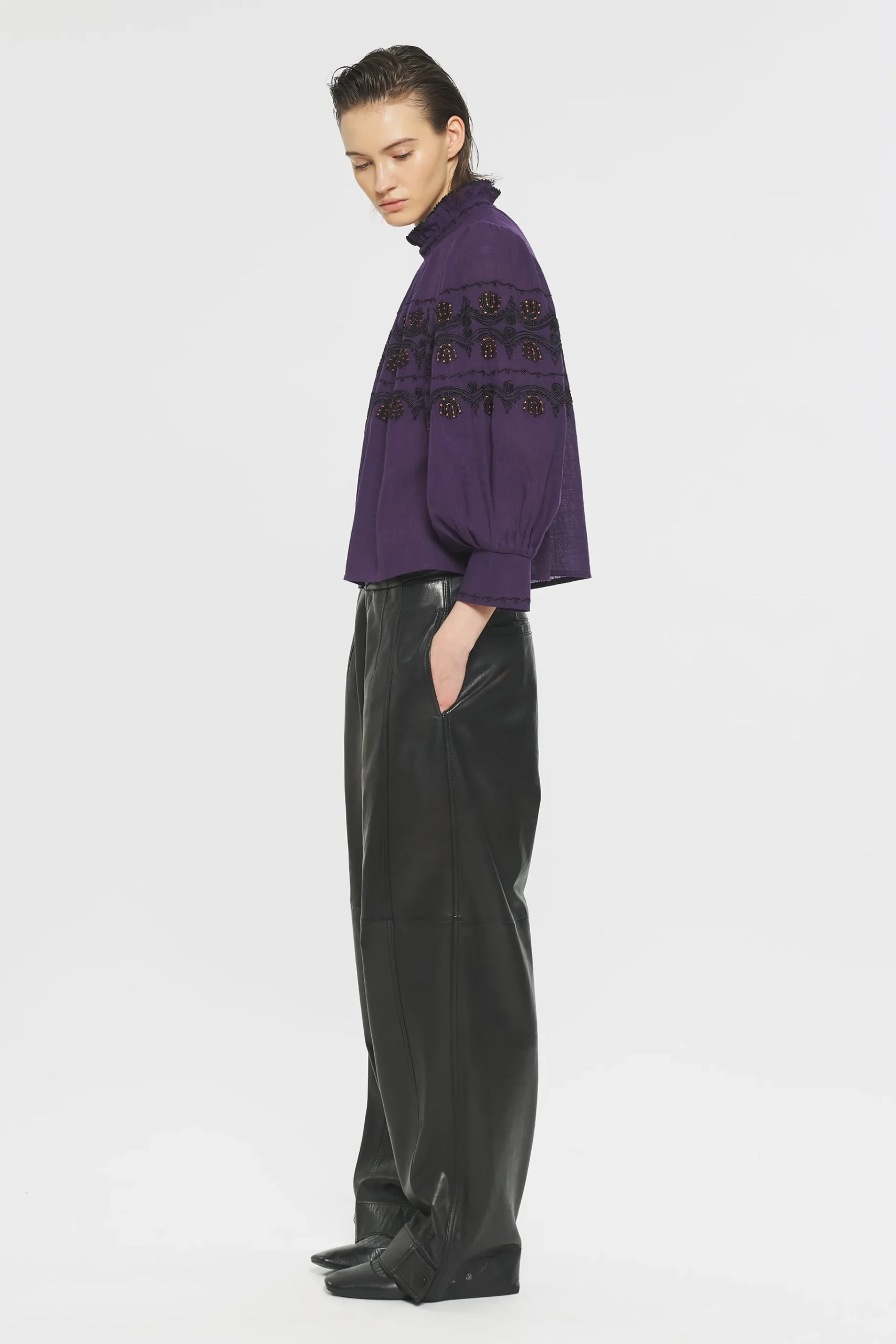 ANTIK BATIK Nelly Embroidered blouse Purple Outlet