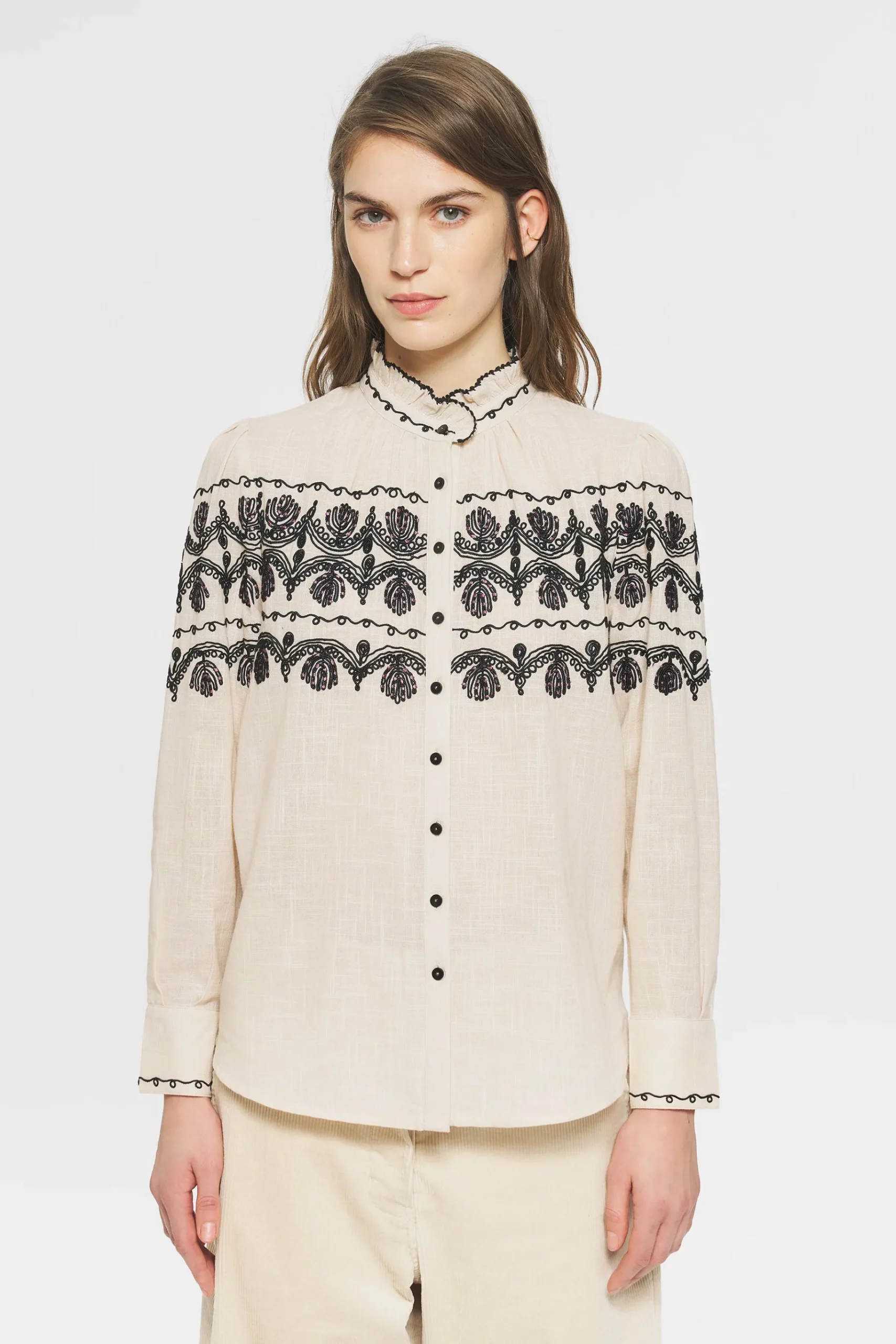ANTIK BATIK Nelly Embroidered blouse Cream Flash Sale