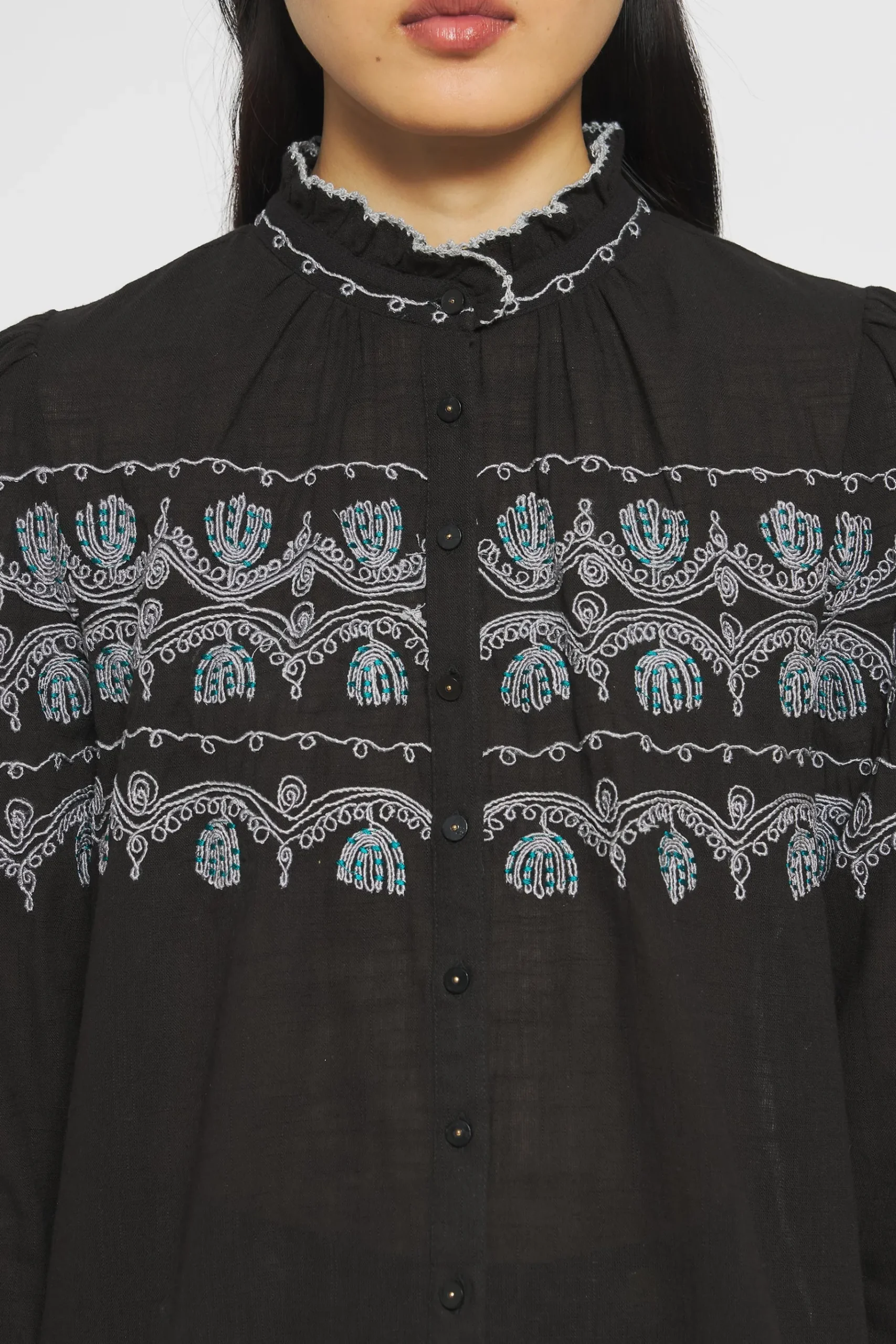 ANTIK BATIK Nelly Embroidered blouse Black Discount