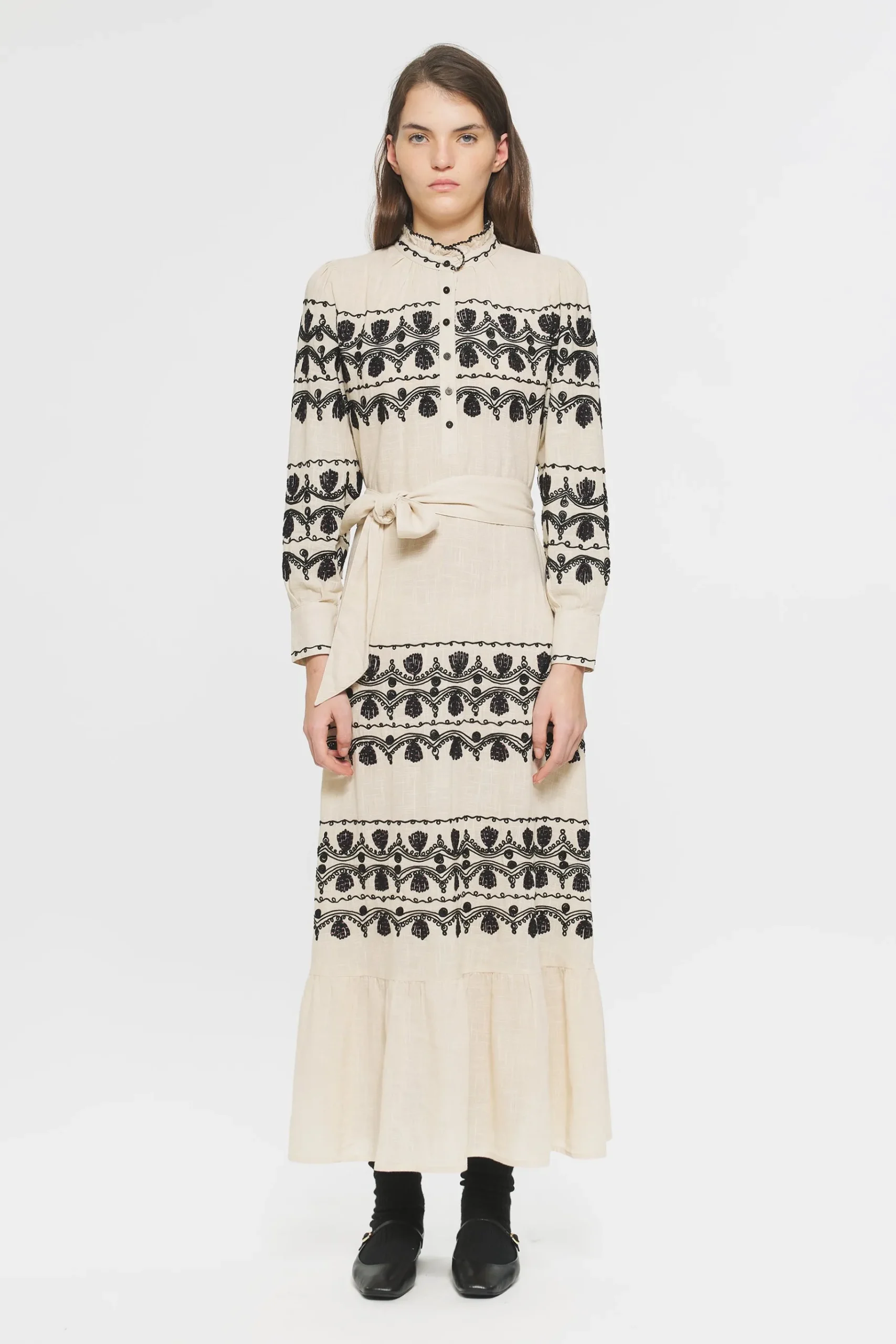 ANTIK BATIK Nelly Embroidered maxi dress Cream New