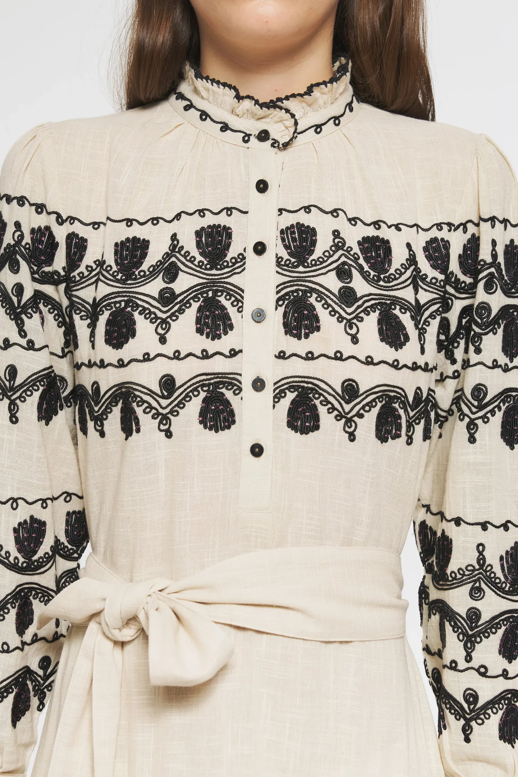 ANTIK BATIK Nelly Embroidered maxi dress Cream New