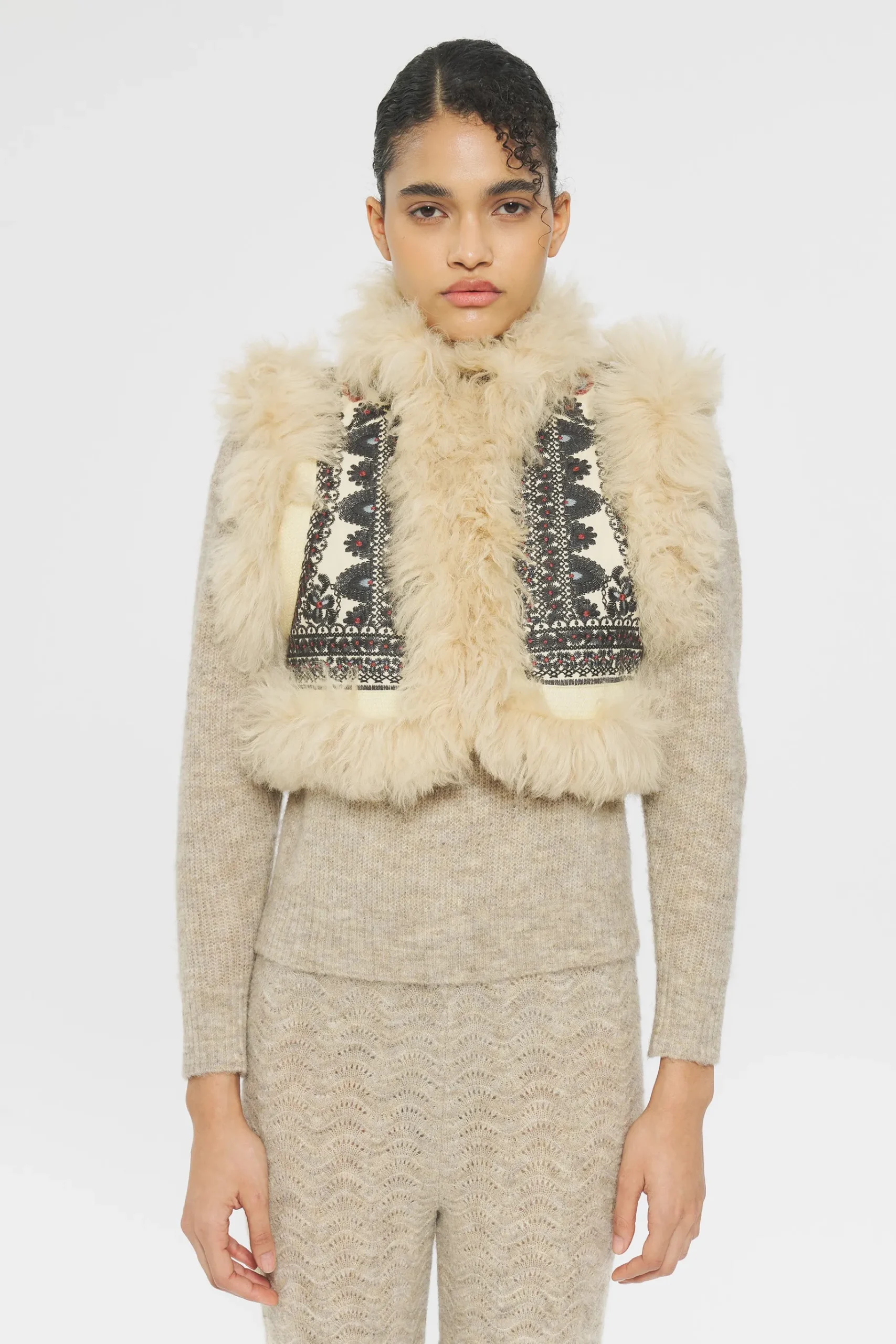 ANTIK BATIK Sandor Embroidered bolero Cream Outlet
