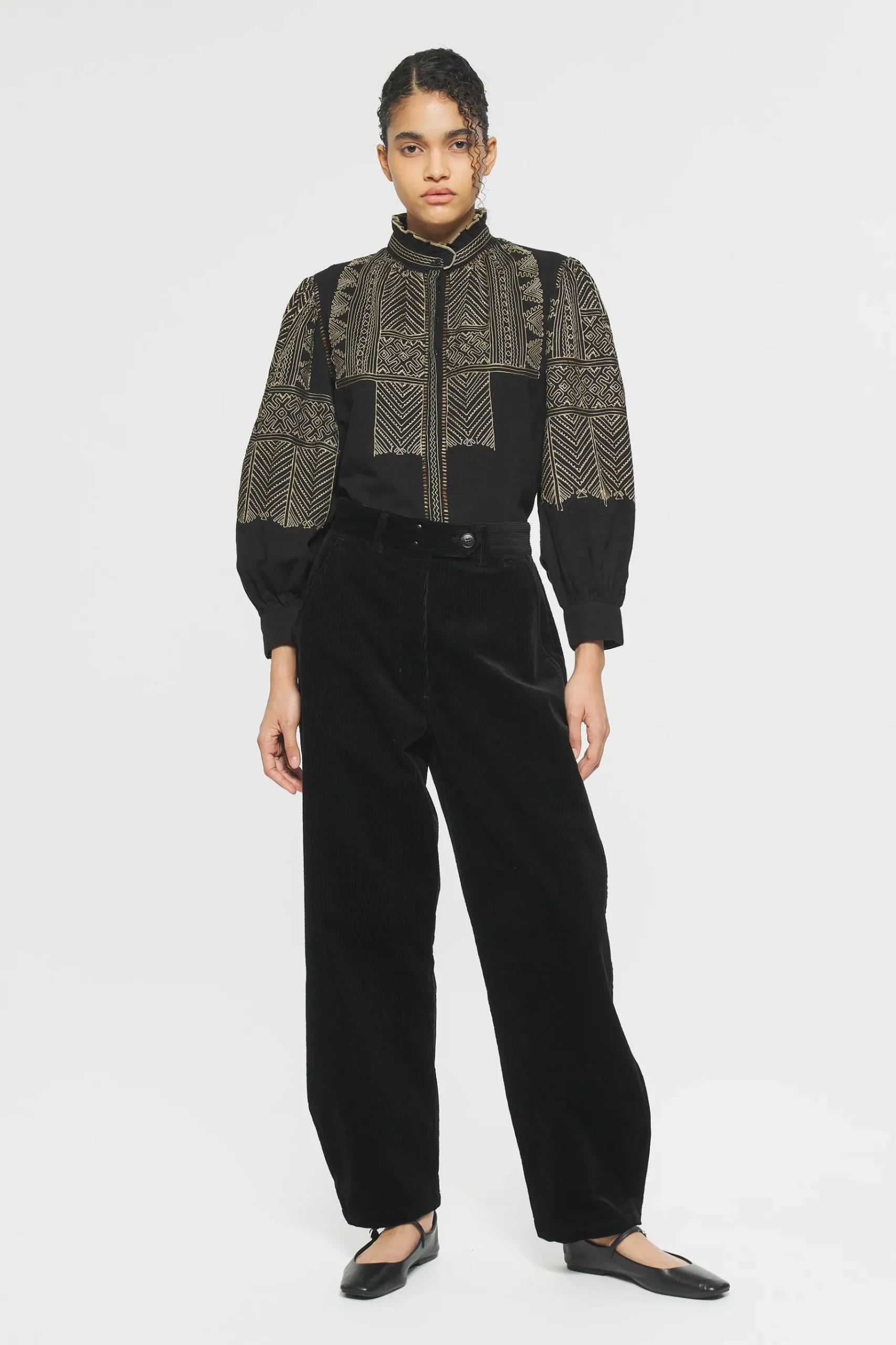 ANTIK BATIK Svetlana Embroidered Blouse Black Flash Sale