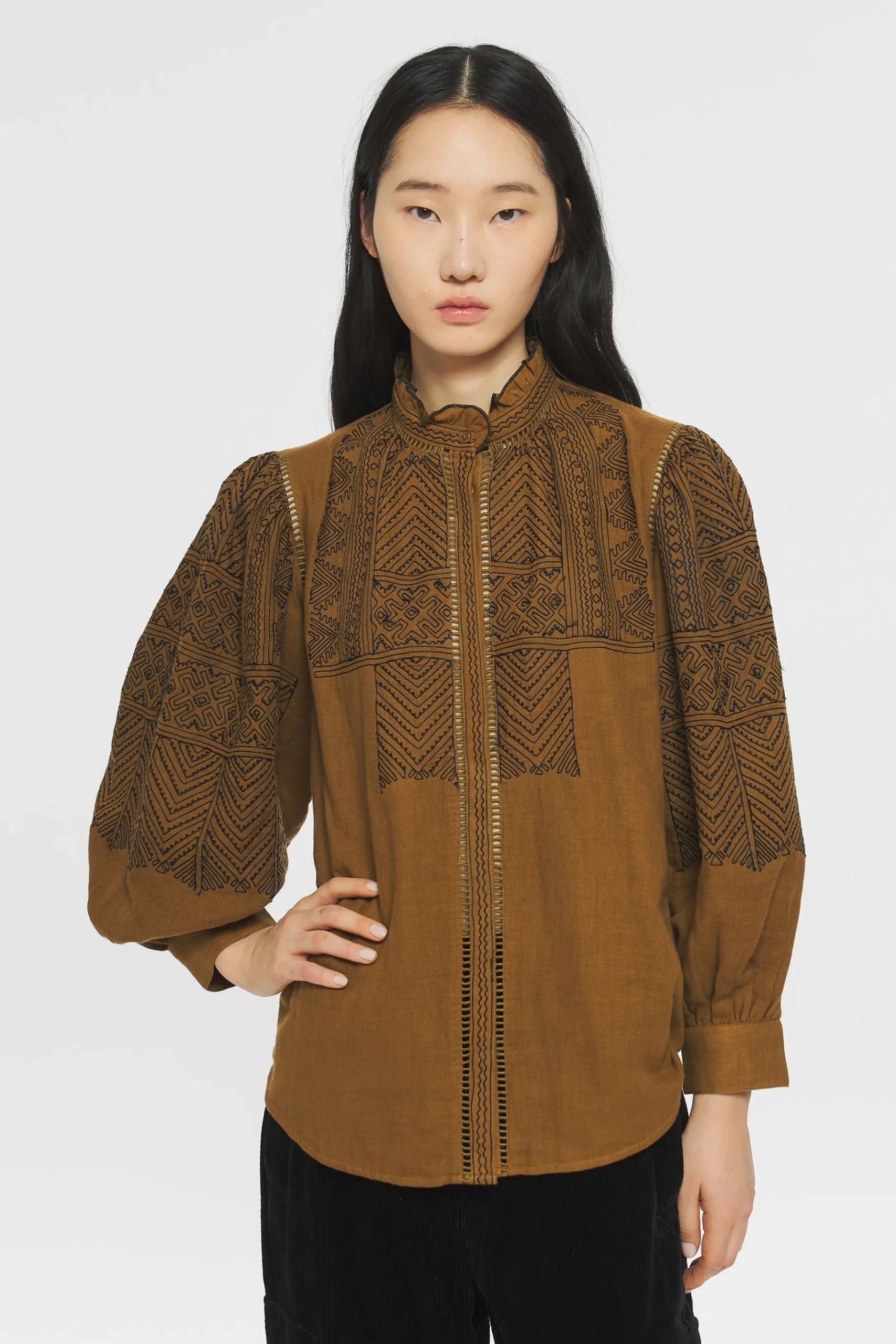 ANTIK BATIK Svetlana Embroidered Blouse Cream Sale