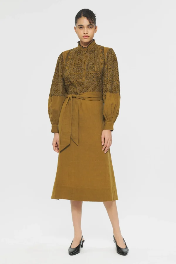 ANTIK BATIK Svetlana Embroidered Dress Cream Cheap