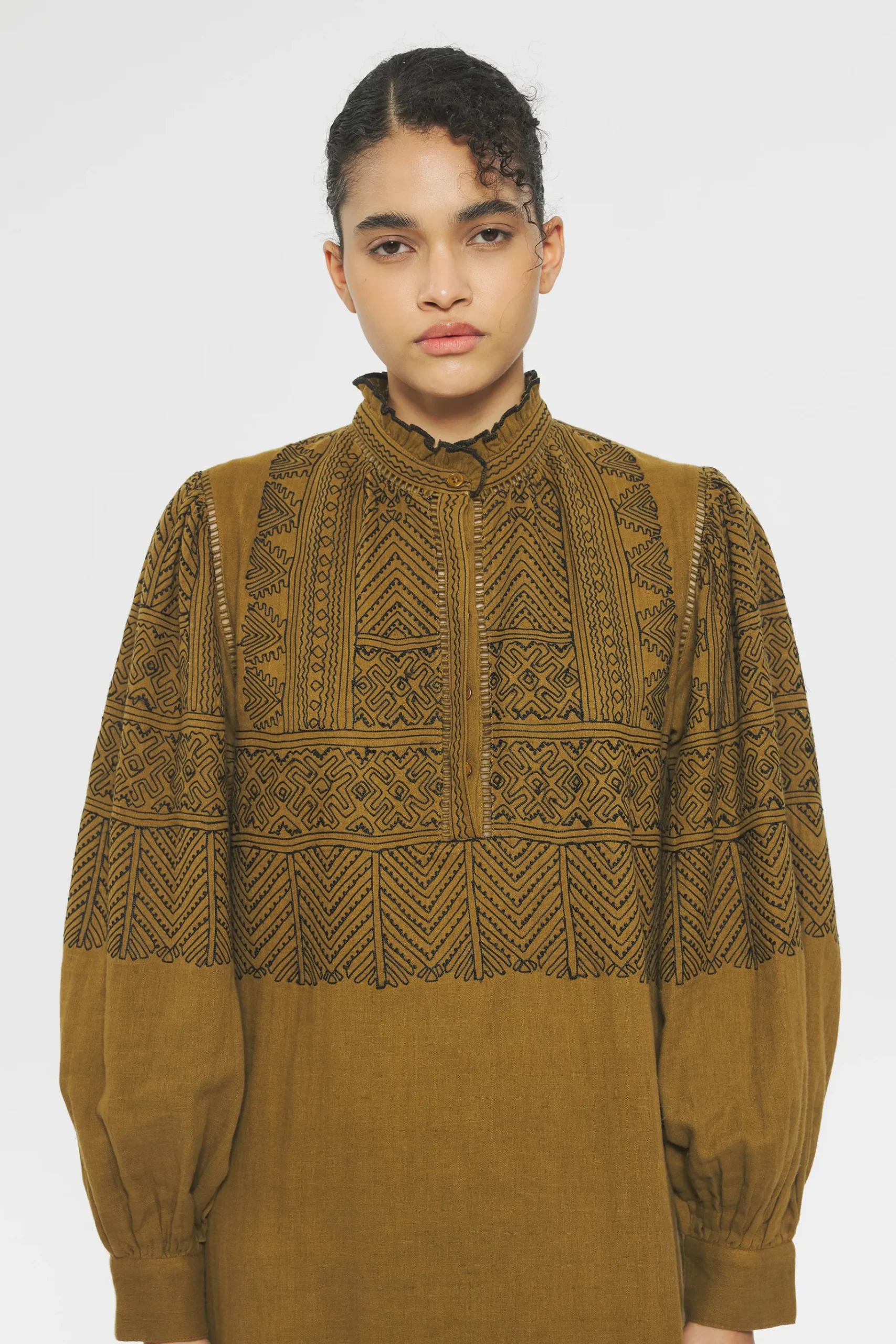 ANTIK BATIK Svetlana Embroidered Dress Cream Cheap