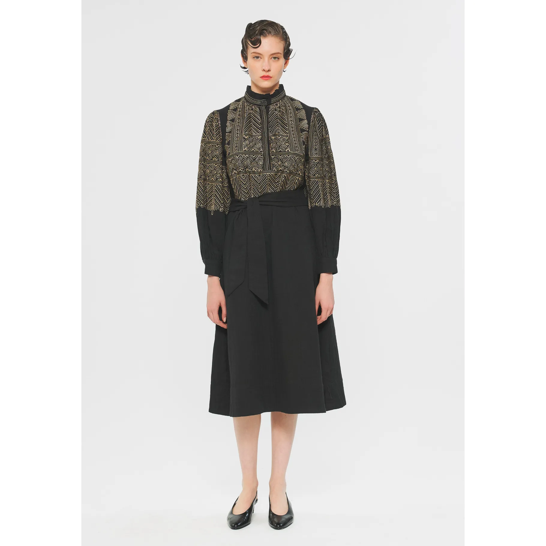 ANTIK BATIK Svetlana Embroidered Dress Black New