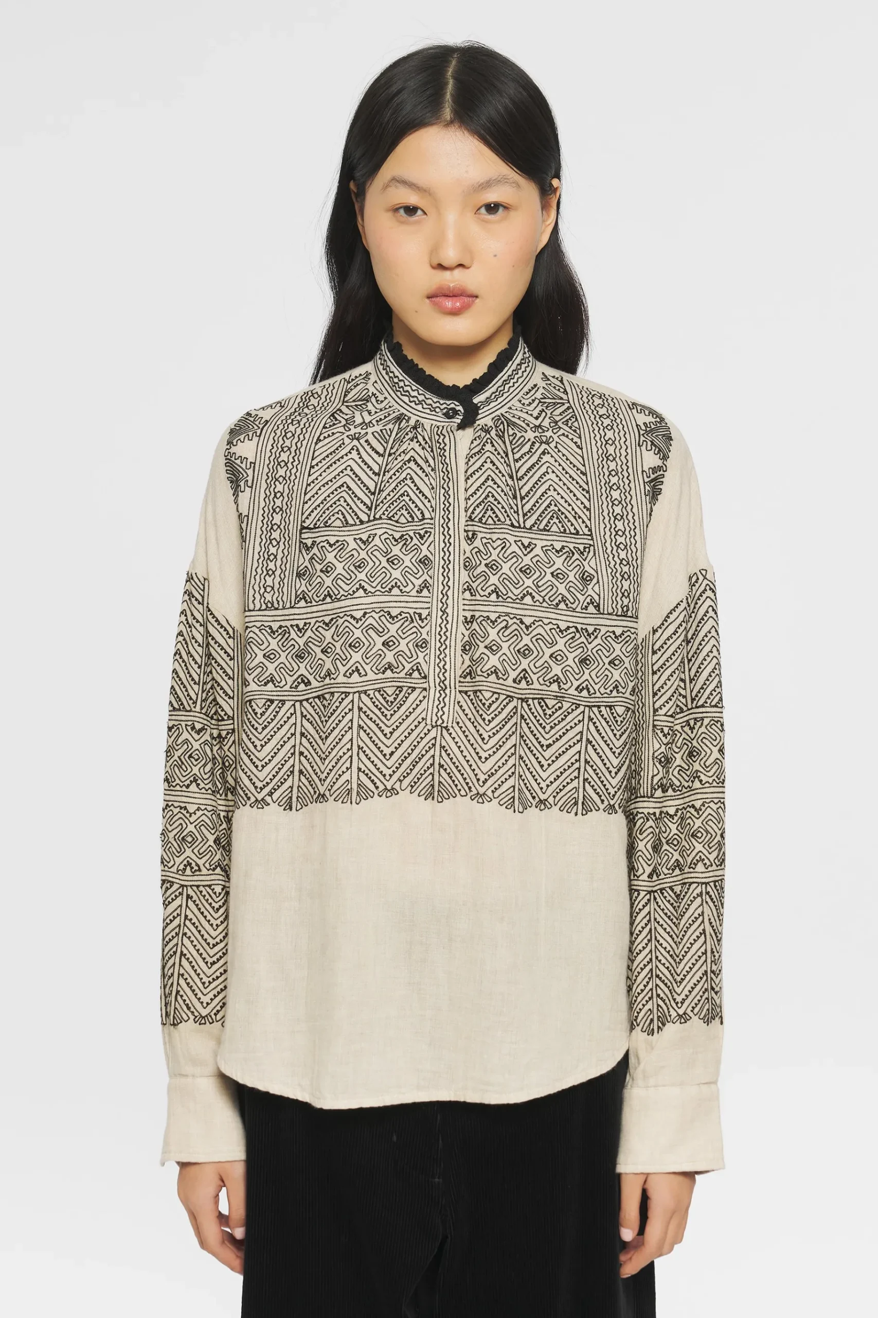ANTIK BATIK Svetlana Embroidered Tunic Cream Discount