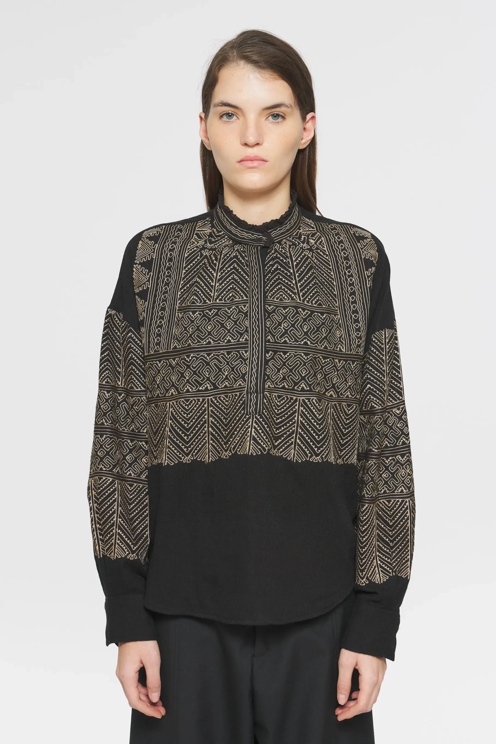 ANTIK BATIK Svetlana Embroidered Tunic Black Best Sale