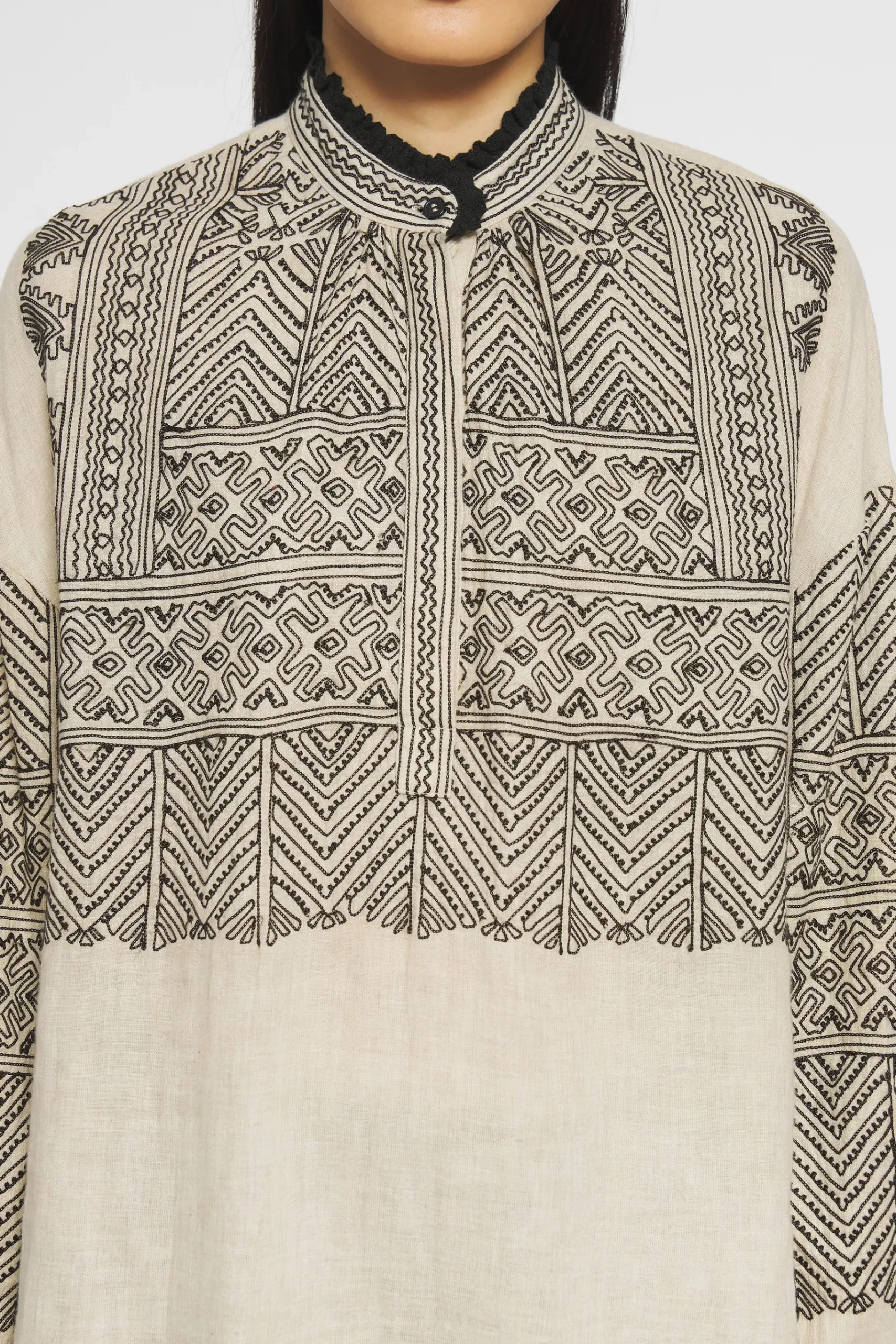 ANTIK BATIK Svetlana Embroidered Tunic Cream Discount