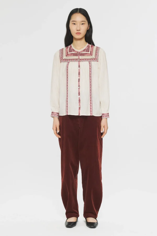 ANTIK BATIK Tamara Embroidered blouse Cream Cheap